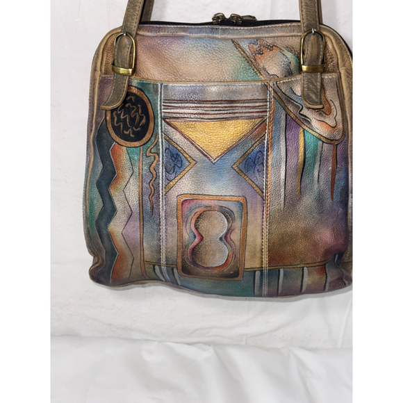 Vintage Anuschka Hand Painted Shoulder Bag Purse Genuine Leather - Picture 10 of 13